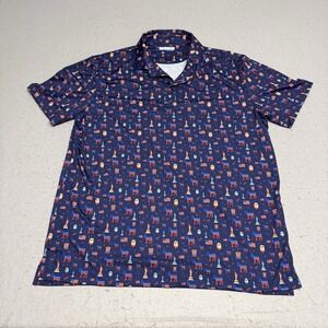 Fore Fathers Polo AOP Mens Large Go Blue Democratic Party Shirt